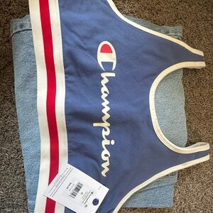 Champion Blue Tank Top with Red and White Stripes